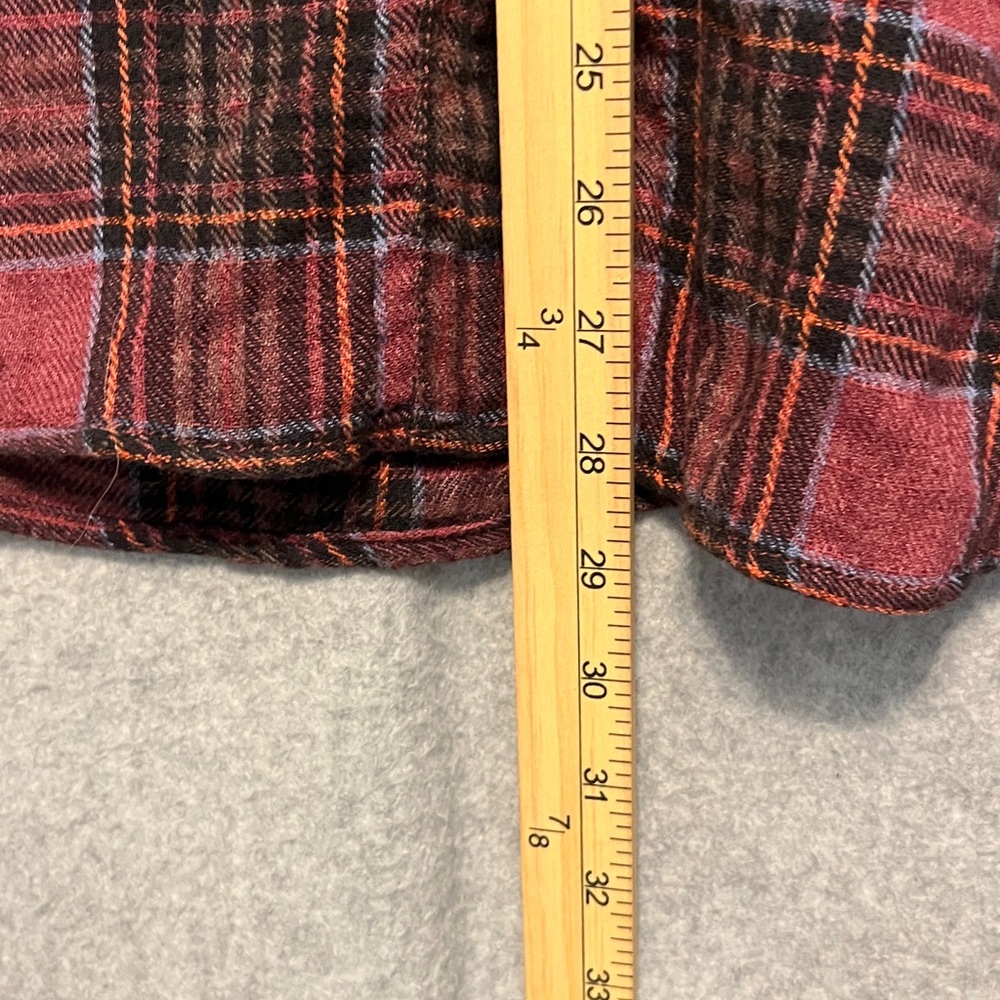 Free People Plaid Flannel Shirt Cotton Wool Blend Long Sleeve Gathered Yoke - Picture 8 of 9